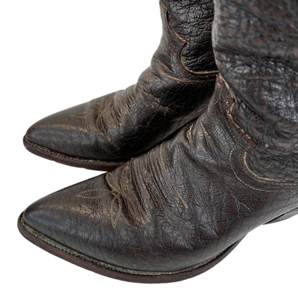 Vintage Justin Men’s Style 1310 Roper Dark Brown Bullhide Cowboy Boots - Picture 11 of 15